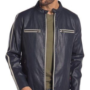 LEVI'S Men's Racer Stripe Faux Leather Moto Jacket